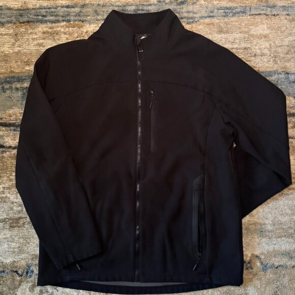 Black Softshell Jacket Men’s Large Full Zip Windbreaker Outdoor Hiking - Picture 1 of 4